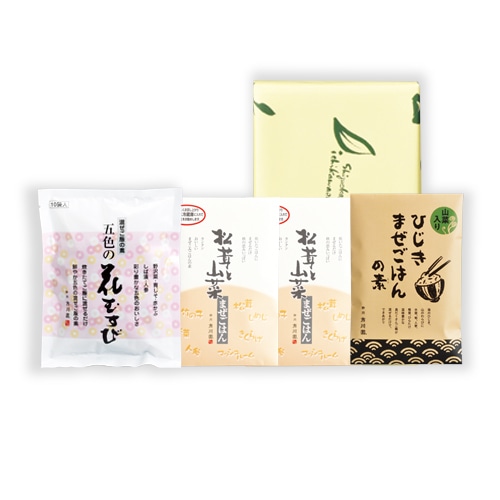 混ぜごはんセット 五色の花むすび・松茸と山菜まぜごはん2袋・ひじきまぜごはんの素
