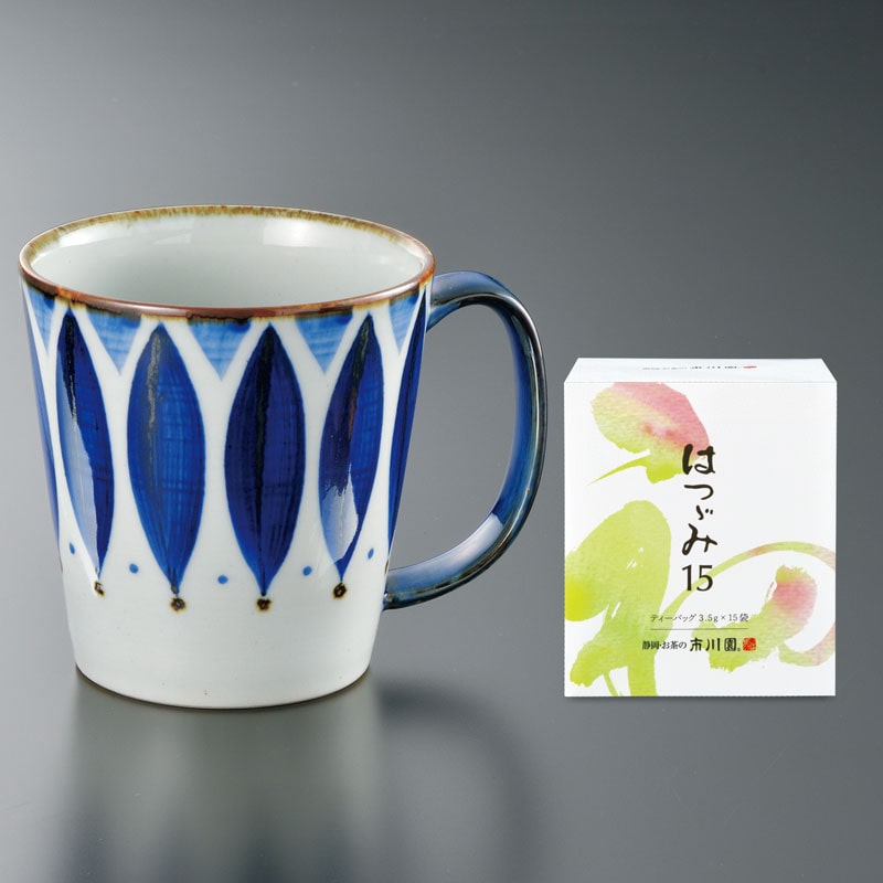 【父の日】「はつづみ・ペタル柄たっぷりカップ」セット 1箱（はつづみティーバッグ 3.5g×15個入・カップ）
