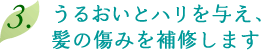 うるおいとハリを与え、髪の傷みを補修します