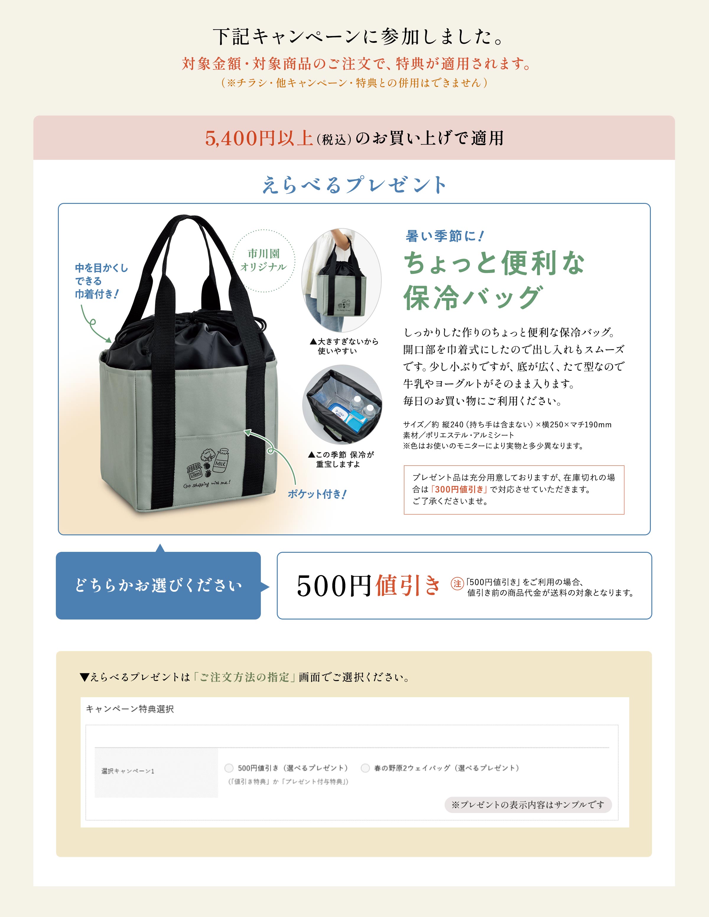 下記キャンペーンに参加しました 500円値引き