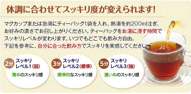 体調に合わせてスッキリ度が変えられます